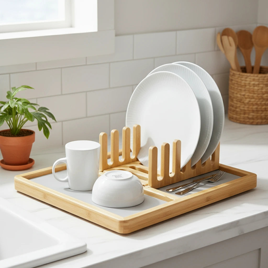 Égouttoir En Bambou Multifonction – Support Pour Vaisselle, Tasses, Assiettes Et Même Puzzles !