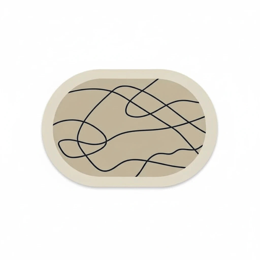 Tapis Salle De Bain Contemporain – Trait Ondulé / 40cmx60cm, Trait Ondulé / 50cmx80cm, Trait Ondulé / 60cmx90cm, vue produ…