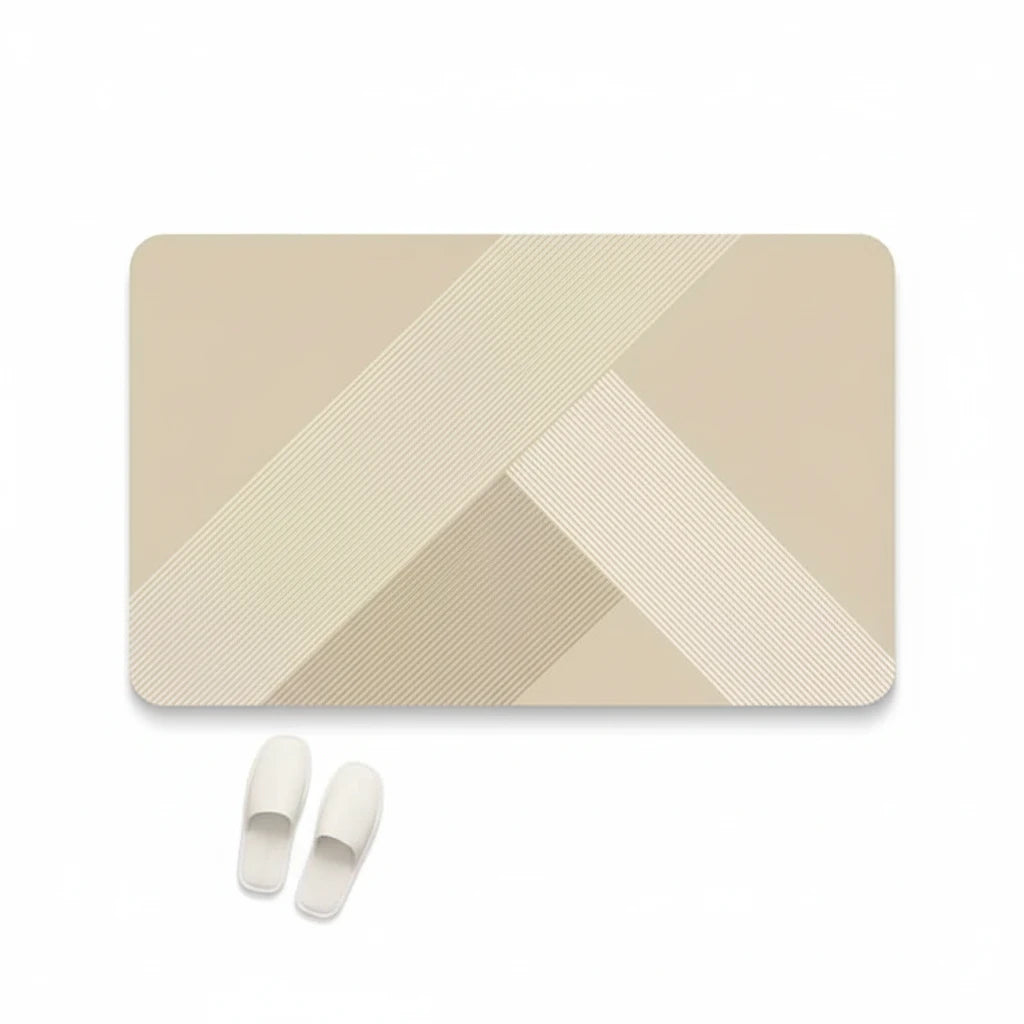 Tapis De Bain Beige – Angles Beige, vue produit sur fond blanc