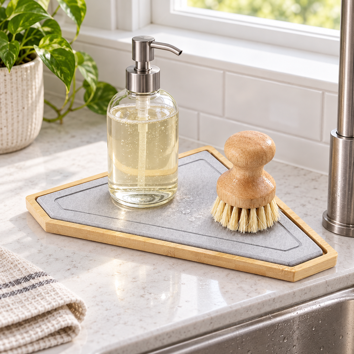 Support Triangle En Diatomite sur un lavabo lumineux