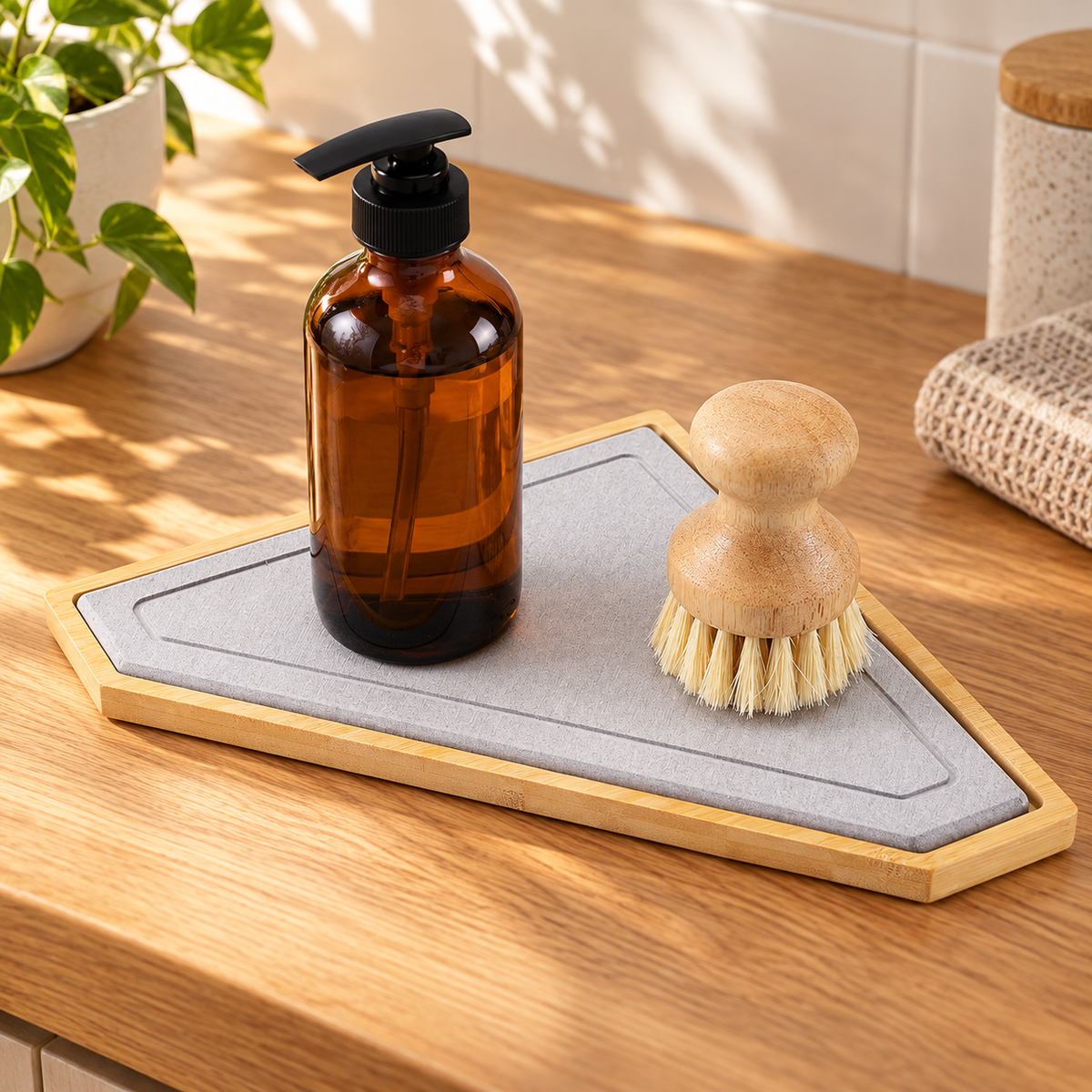 Support Triangle En Diatomite dans une salle de bain contemporaine