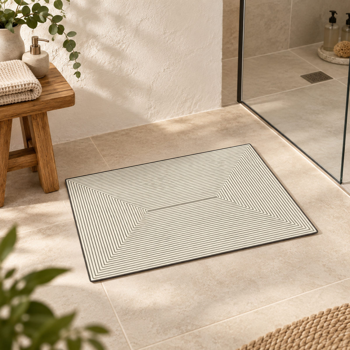 Tapis Bain Mémoire De Forme – Miroir Infini dans une ambiance spa