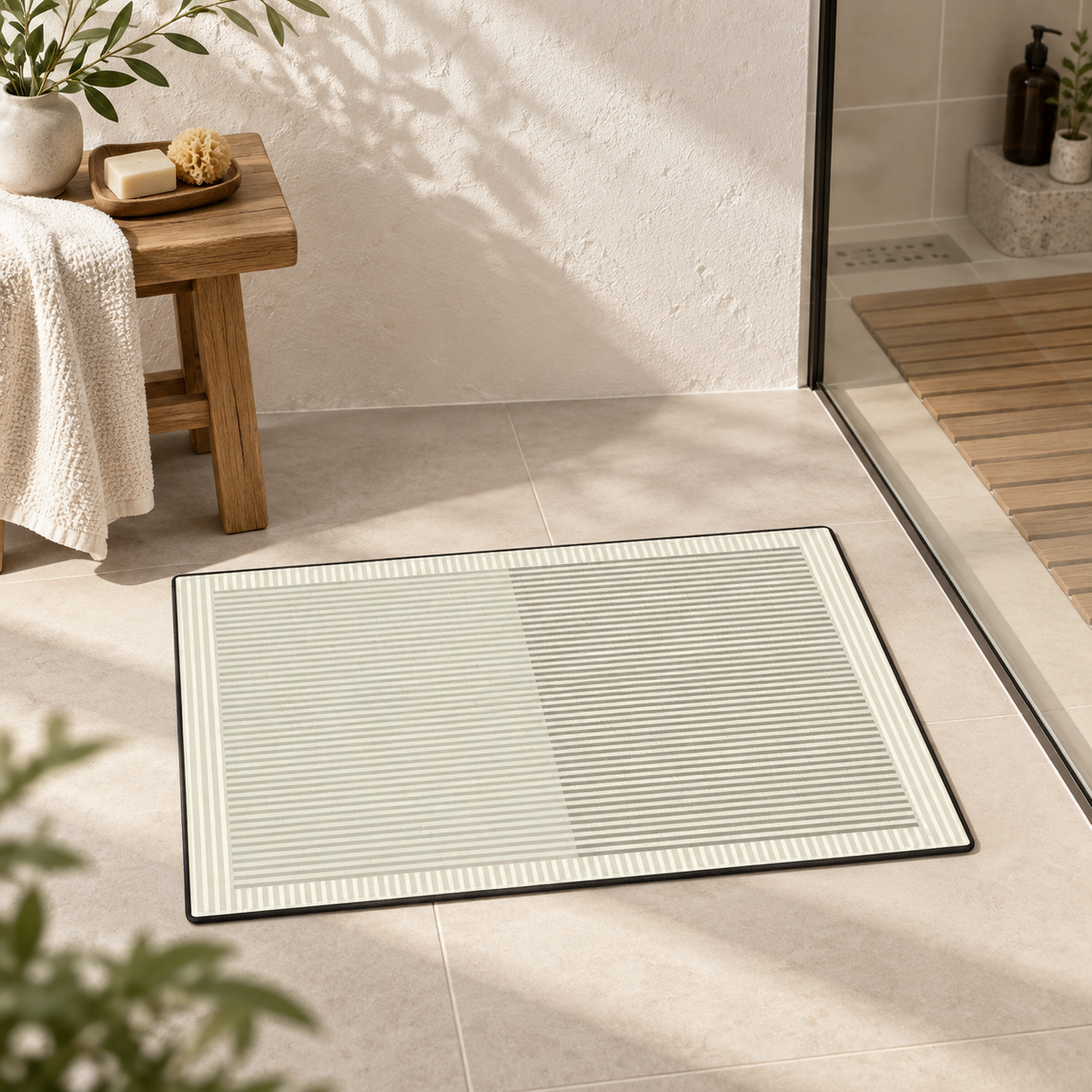 Tapis Bain Mémoire De Forme – Double Teinte dans une ambiance spa