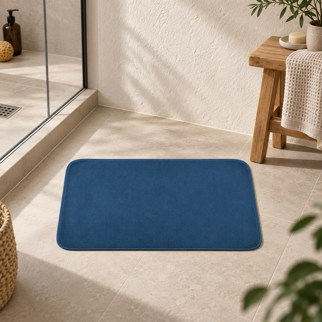 Tapis De Bain 40x60 – Bleu Nuit dans une ambiance spa