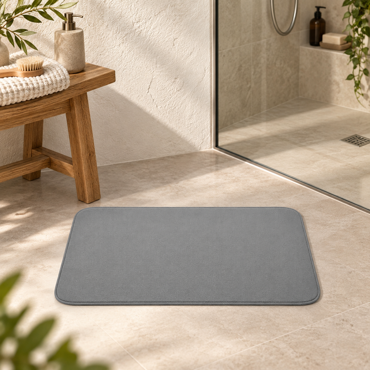 Tapis De Bain 40x60 – Gris Acier dans une ambiance spa