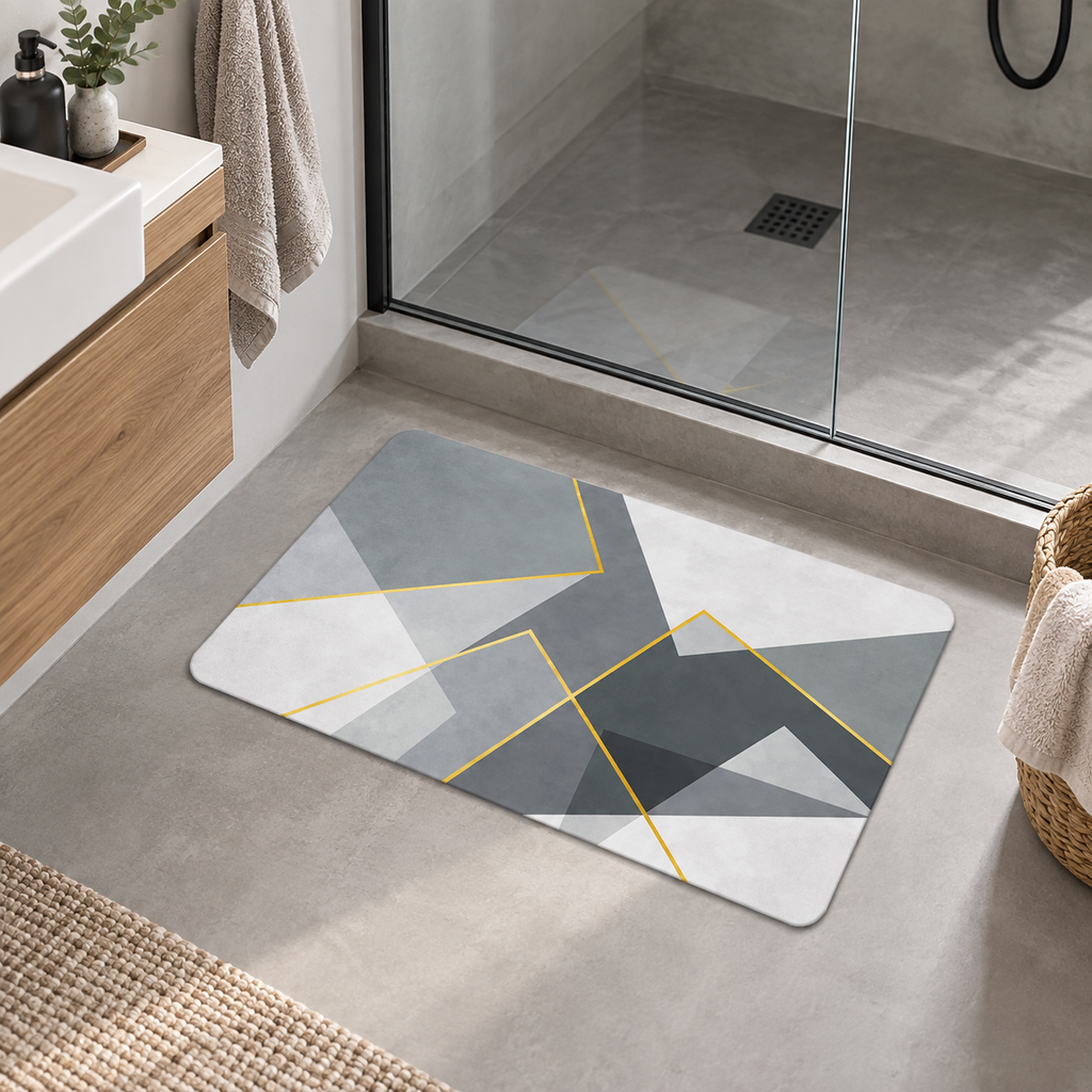Tapis De Bain 50x70 – Angle Ardoise dans une salle de bain contemporaine
