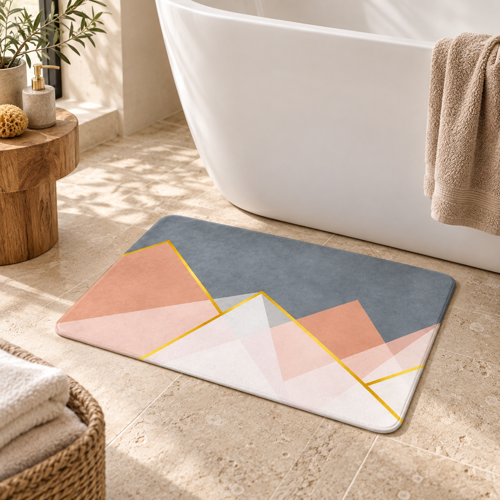 Tapis De Bain 50x70 – Terra Rosée près d’une baignoire
