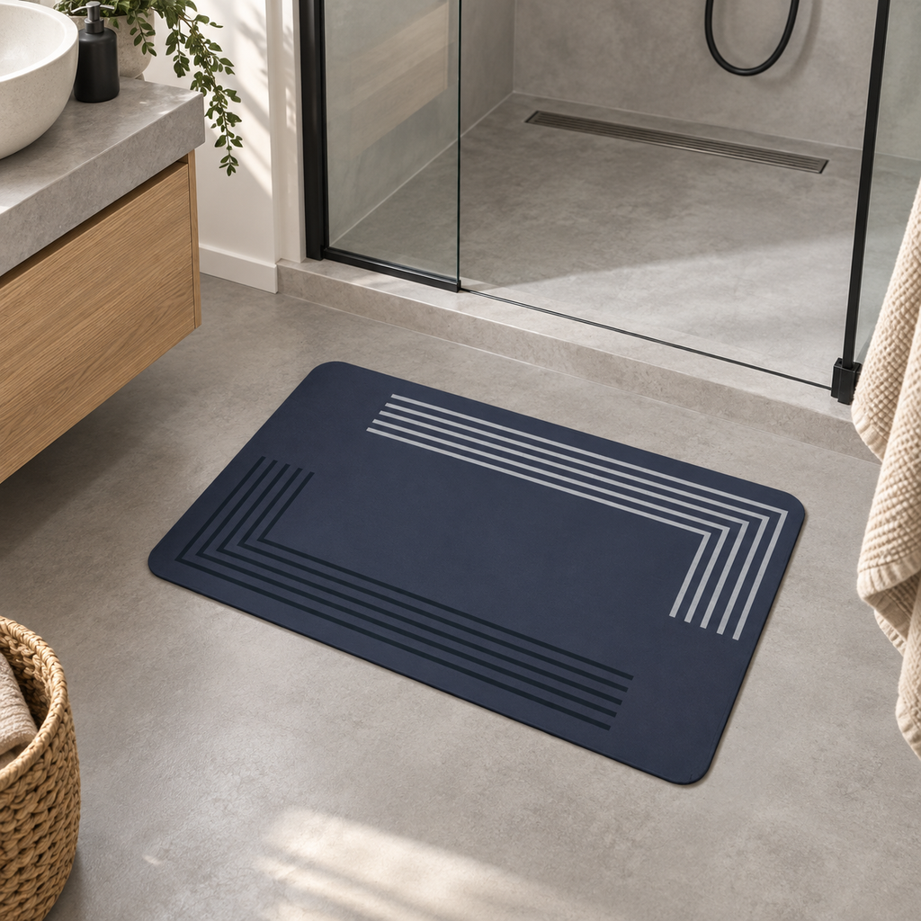 Tapis De Bain 50x80 – Marine Intense dans une salle de bain contemporaine