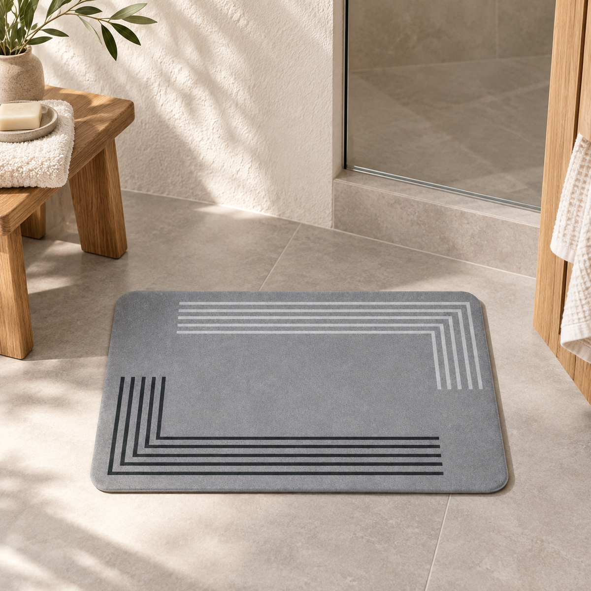 Tapis De Bain 50x80 – Gris Perle dans une ambiance spa