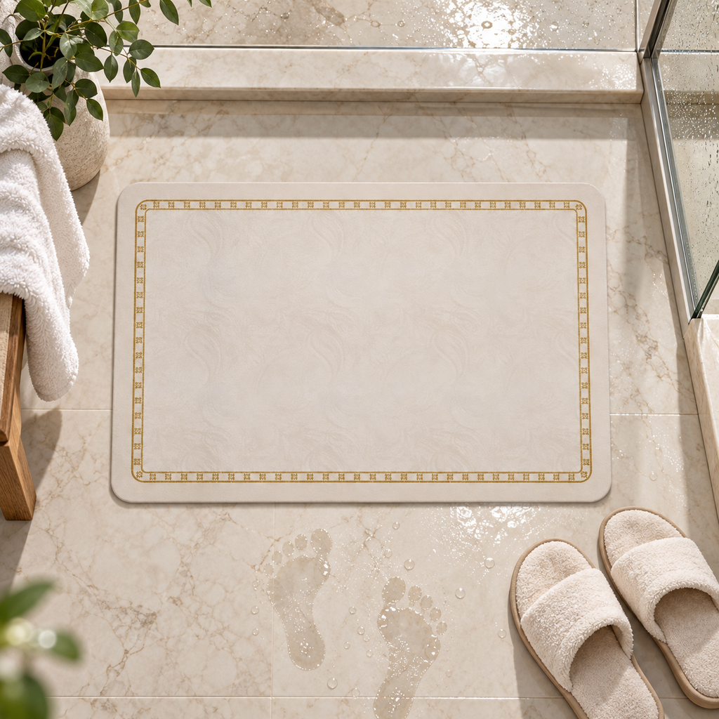 Tapis De Bain Bohème – Bohème Encadré / 40×60cm, Bohème Encadré / 50×80cm, Bohème Encadré / 60×90cm dans une ambiance spa