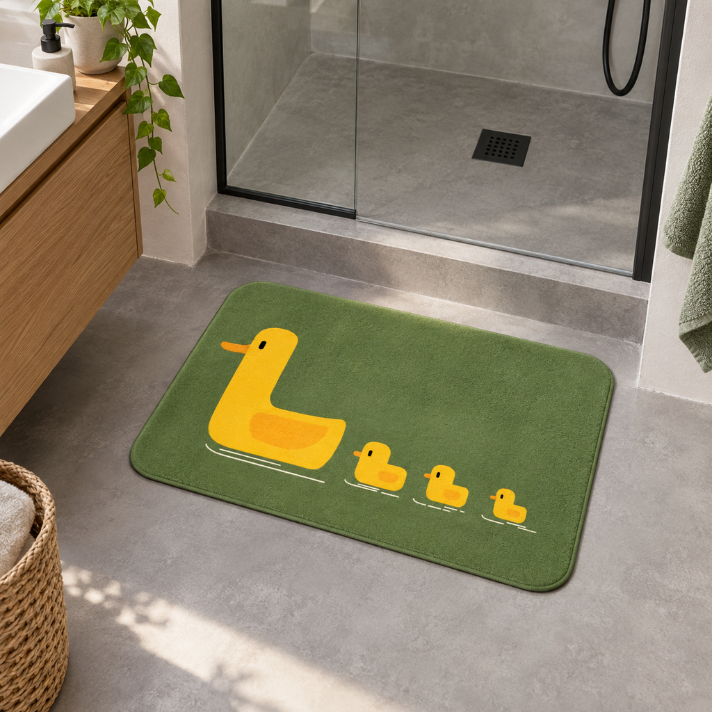 Tapis De Bain Canard – Vert Prairie / 40x60cm, Vert Prairie / 50x80cm dans une salle de bain contemporaine