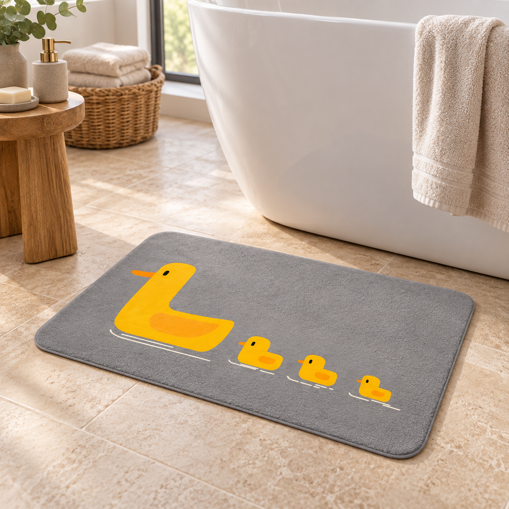 Tapis De Bain Canard – Gris Nuage / 40x60cm, Gris Nuage / 50x80cm près d’une baignoire
