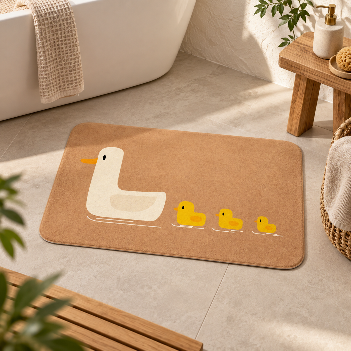 Tapis De Bain Canard – Pêche Doré / 40x60cm, Pêche Doré / 50x80cm dans une ambiance spa