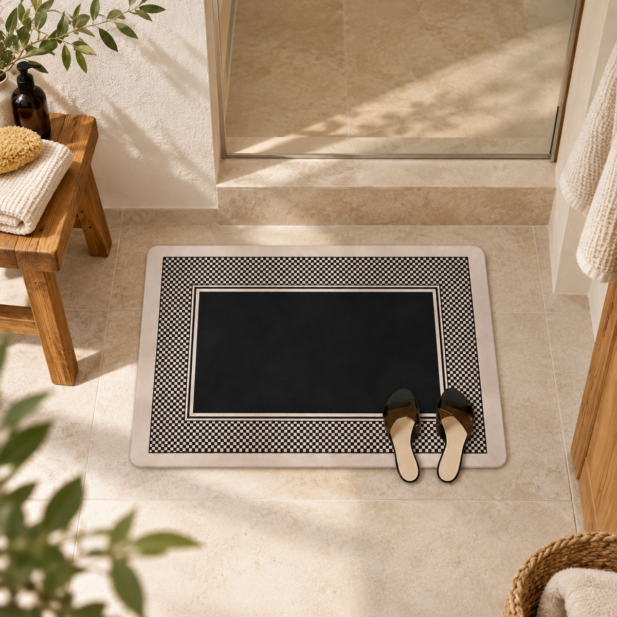 Tapis De Bain Carreaux – Carreaux Profond / 45x75cm, Carreaux Profond / 50x80cm, Carreaux Profond / 60x90cm dans une ambia…
