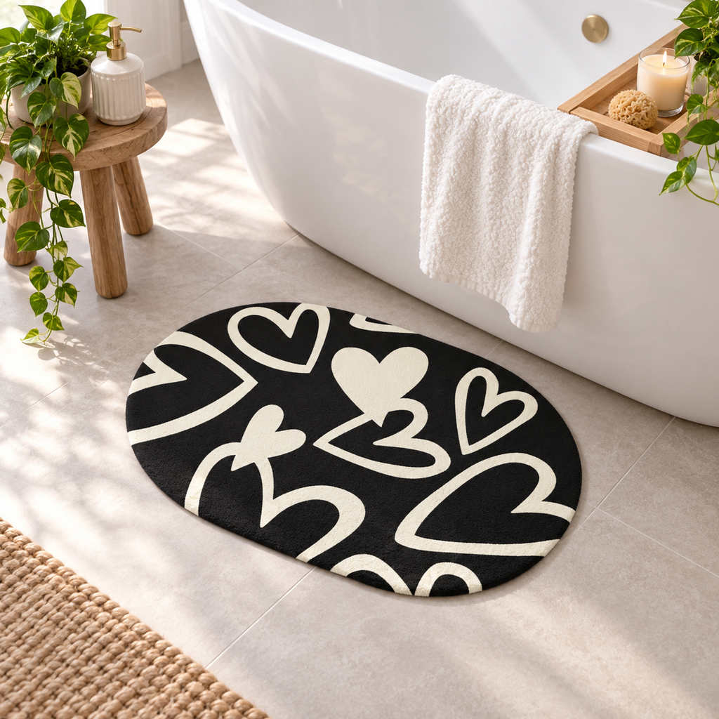 Tapis De Bain Cœur – 40x60cm, 50x80cm près d’une baignoire