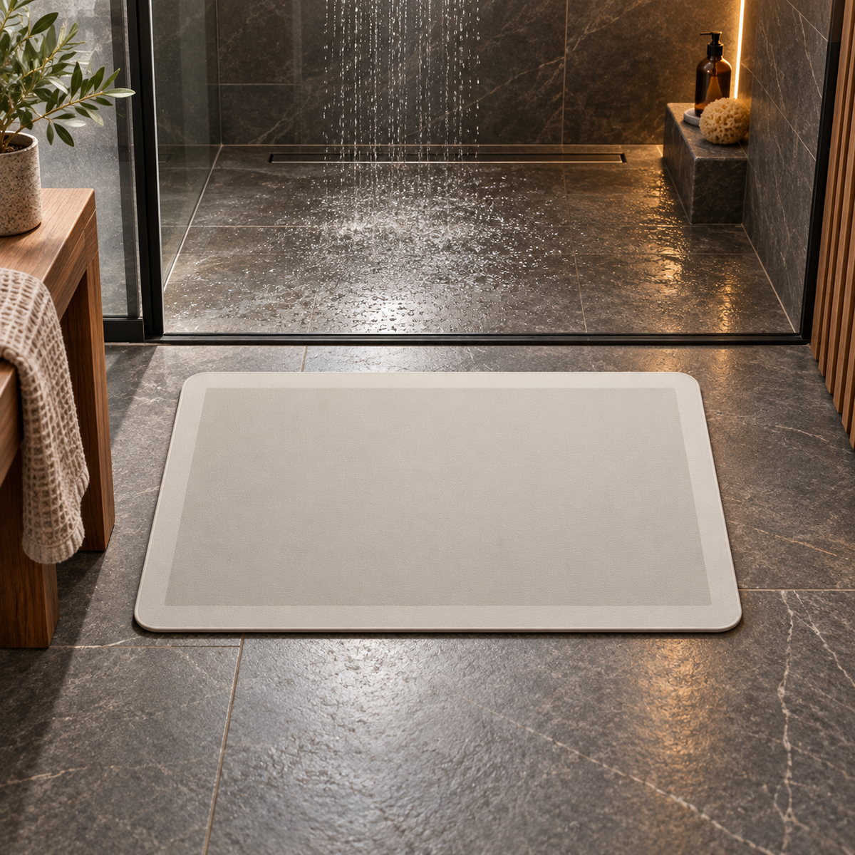 Tapis De Bain Diatomite 90 Cm dans une ambiance spa