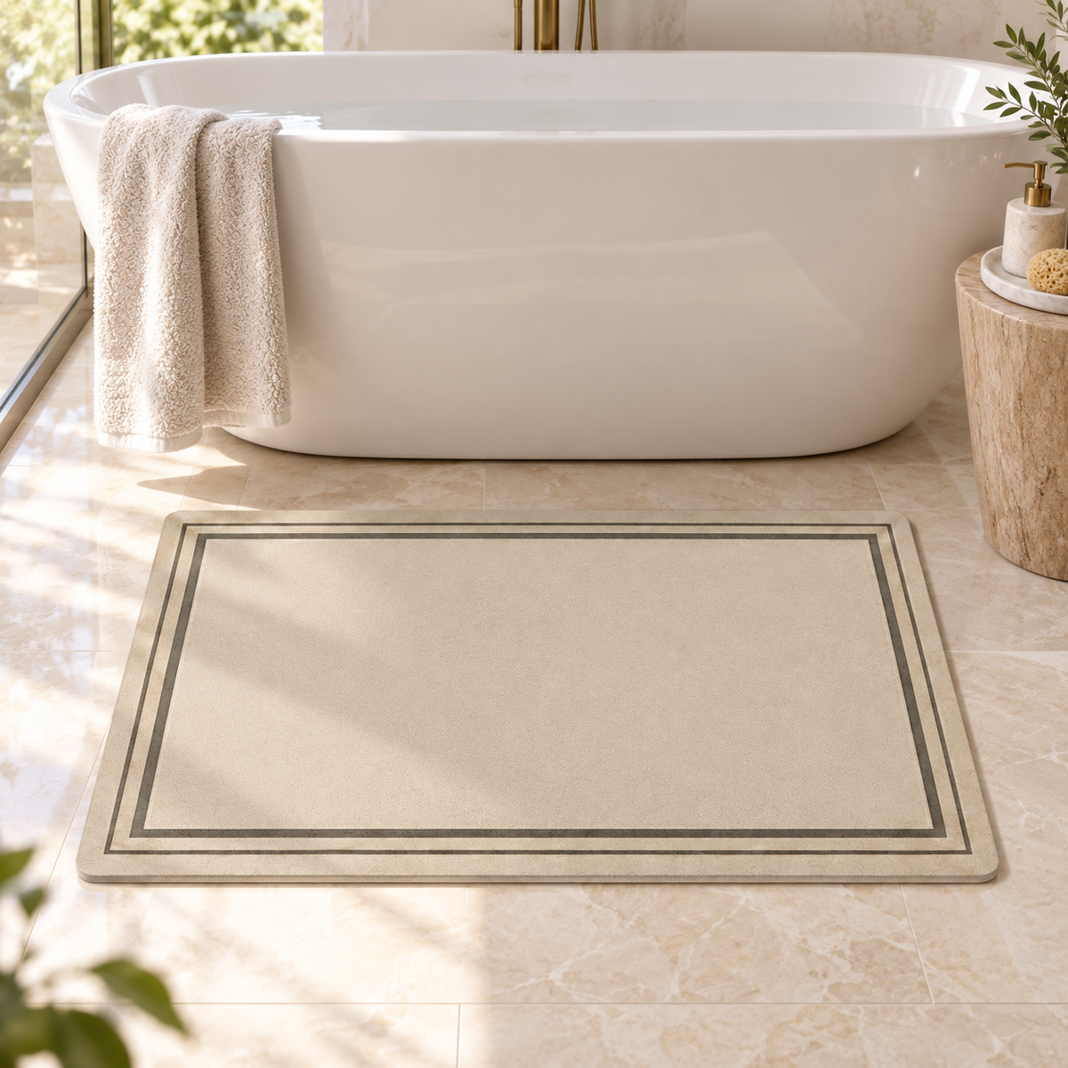 Tapis De Bain Diatomite Grande Taille près d’une baignoire