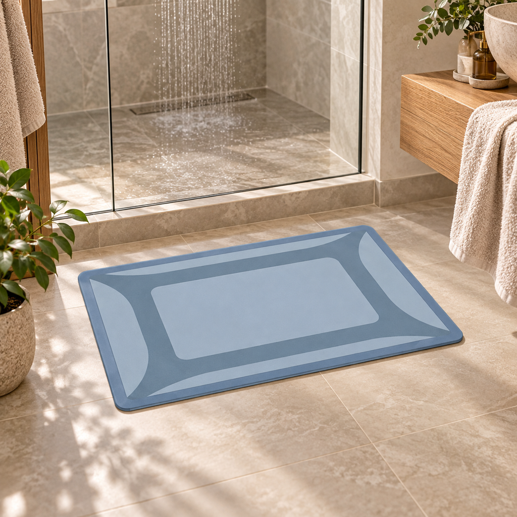 Tapis De Bain Étanche – Bleu Givre / 60x90cm, Bleu Givre / 50x80cm, Bleu Givre / 40x60cm dans une ambiance spa