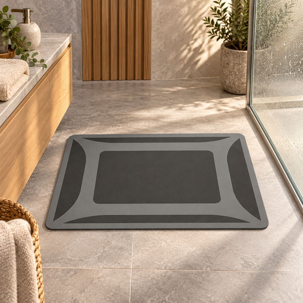 Tapis De Bain Étanche – Noir Graphite / 60x90cm, Noir Graphite / 50x80cm, Noir Graphite / 40x60cm dans une ambiance spa