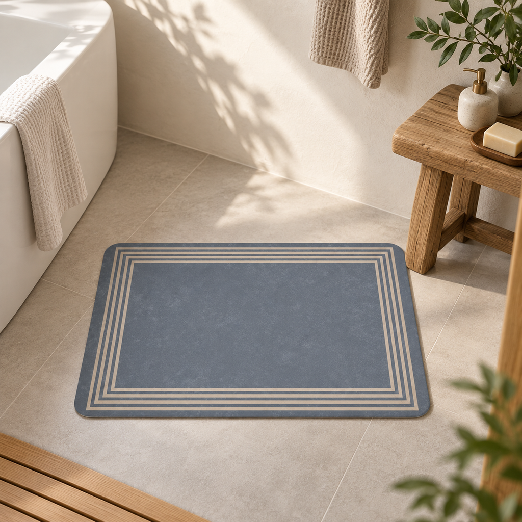 Tapis De Bain Gris – Encadré / 45cmx75cm, Encadré / 50cmx80cm, Encadré / 60cmx90cm dans une ambiance spa