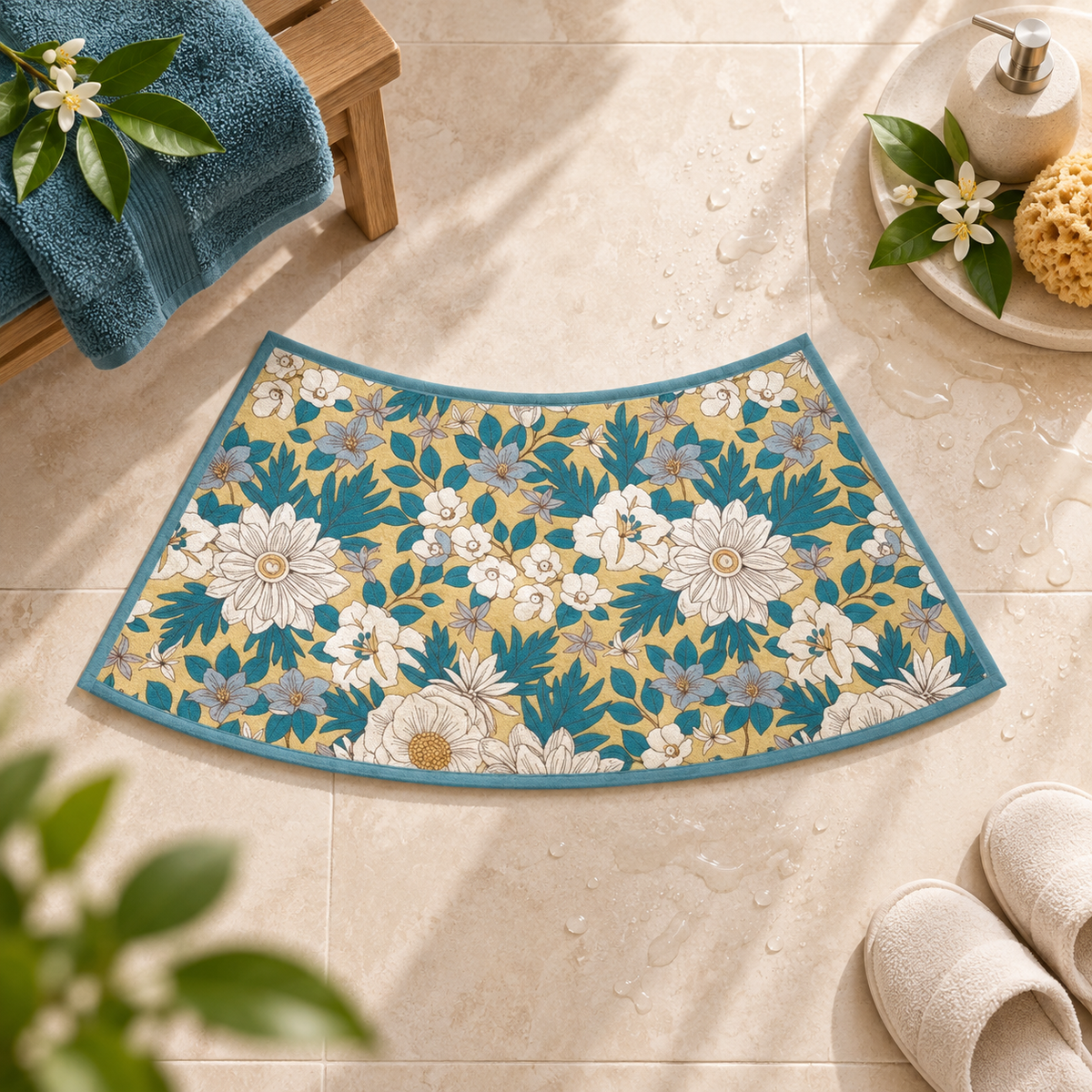 Tapis De Bain Incurvé – Éclat d'Oranger / 40cmx100cm, Éclat d'Oranger / 40cmx75cm dans une ambiance spa