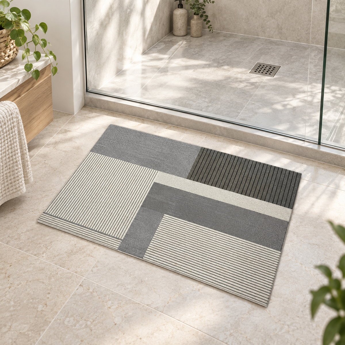 Tapis De Bain Scandinave – Motif Géométrique / 45cmx75cm, Motif Géométrique / 50cmx80cm, Motif Géométrique / 60cmx90cm dan…