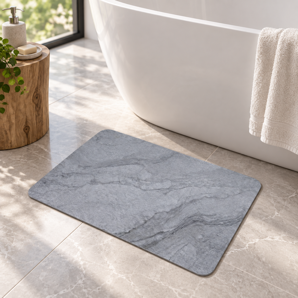Tapis Diatomite Marbre – Marbre / 40x60cm, Marbre / 50x80cm, Marbre / 60x90cm près d’une baignoire