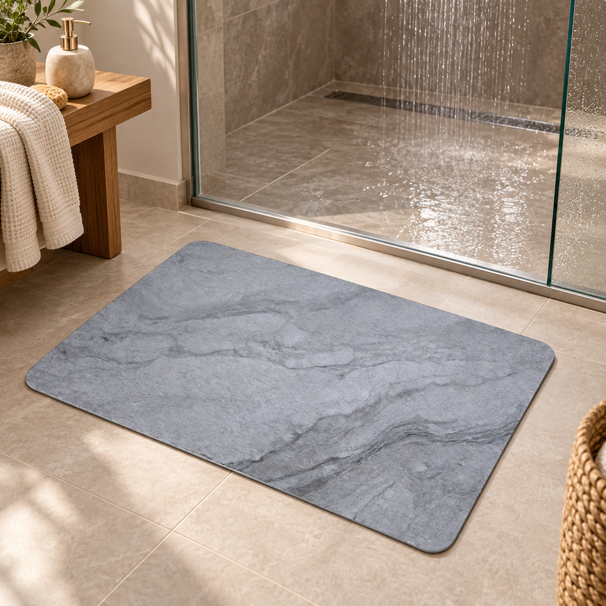Tapis Diatomite Marbre – Marbre / 40x60cm, Marbre / 50x80cm, Marbre / 60x90cm dans une ambiance spa