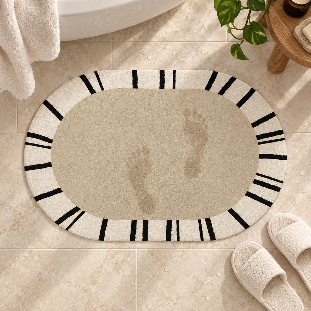 Tapis Salle De Bain Contemporain – Cadre Rythmé / 40cmx60cm, Cadre Rythmé / 50cmx80cm, Cadre Rythmé / 60cmx90cm dans une a…