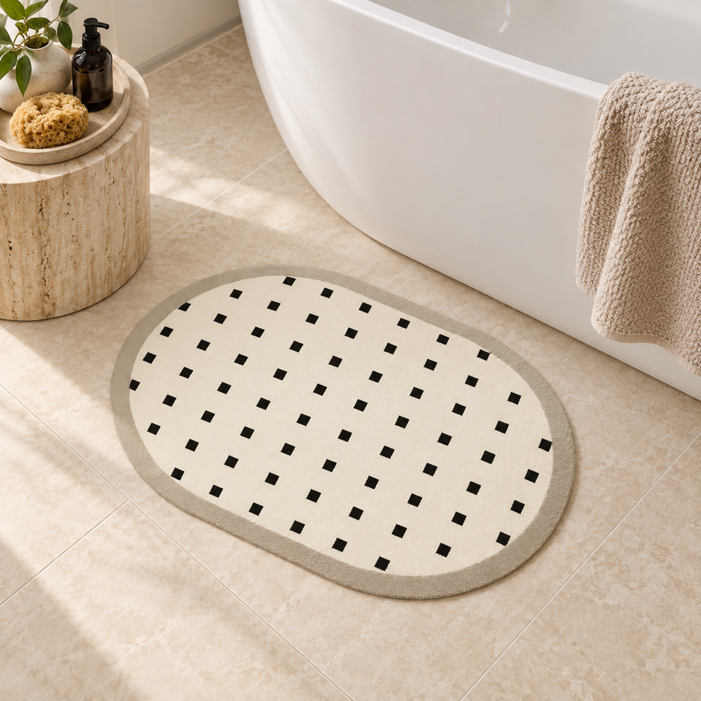 Tapis Salle De Bain Contemporain – Point Régulier / 40cmx60cm, Point Régulier / 50cmx80cm, Point Régulier / 60cmx90cm près…
