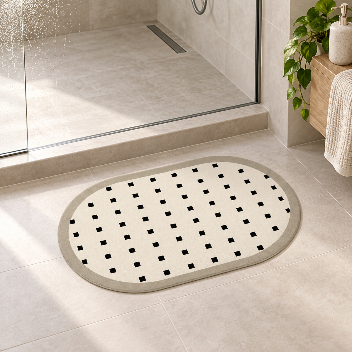 Tapis Salle De Bain Contemporain – Point Régulier / 40cmx60cm, Point Régulier / 50cmx80cm, Point Régulier / 60cmx90cm dans…